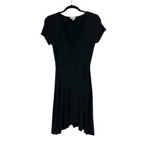 Rolla Coster Black Flowy V-Neck Mini Dress with Bow